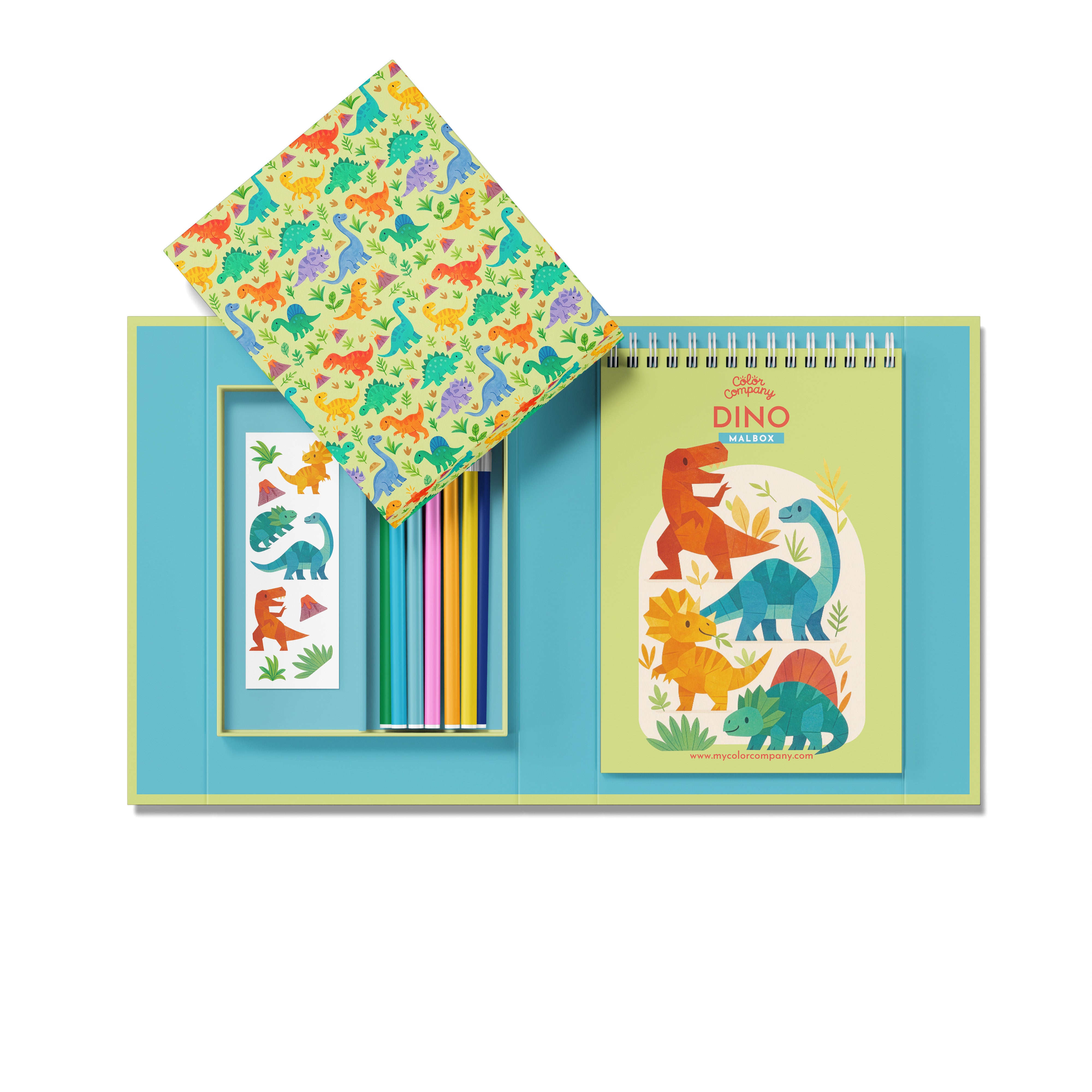 Malset Kinder Kreative Beschäftigung Dinos ohne Bildschirm mit Filzstiften Malbuch und stickers